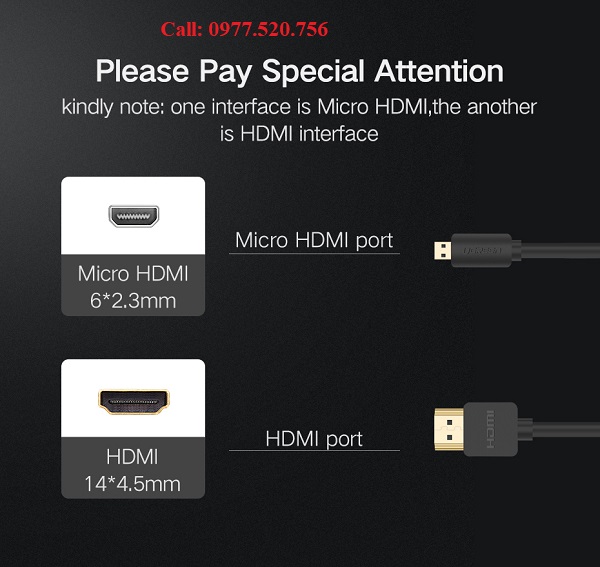 Cáp Micro HDMI to HDMI dài 1,5m Ugreen 30102